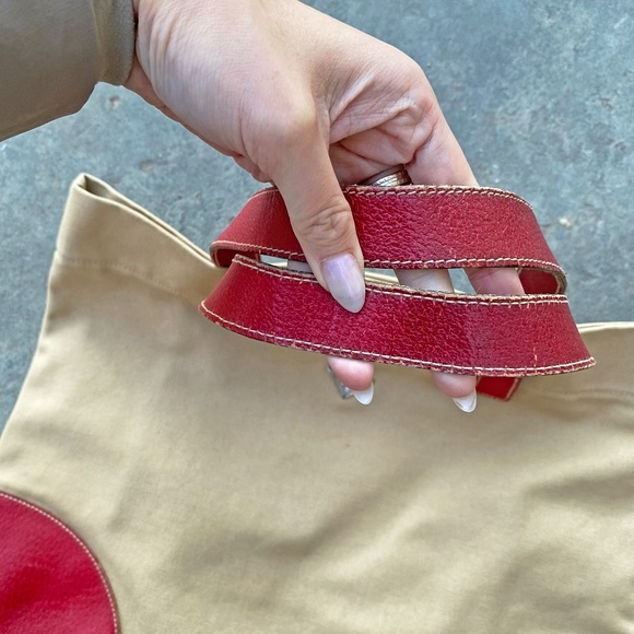 Vintage Prada Small Red Canvas Book Tote Bag AUTHENTIC - Picture 5 of 8